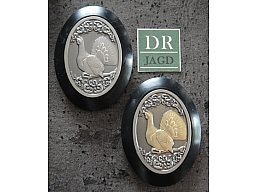 Komplettes Pistolengriffkäppchen "Auerhahn V" gold oder silber für Blaser und andere