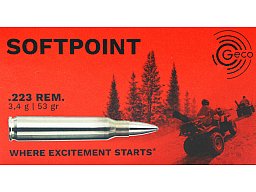 20 Schuss GECO SP Büchsenpatronen .223 Rem. 53gr 3,4g Softpoint Teilmantel Blei Präzise Jagdmunition