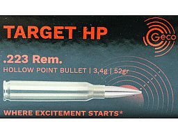 50 Schuss GECO TARGET HP .223 Rem. 52gr 3,4g Präzise MATCH Munition Hohlspitzgeschoss Hollow Point !