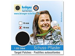 1 x 1.000 St. Schußpflaster in SPENDERPACKUNG Schuss-Pflaster ø19 mm selbstklebend SCHWARZ - KRÜGER