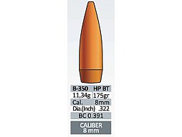 50 Stück PPU | PrviPartizan Geschosse #B-350 | .322 / 8MM | 175grs / 11,34g HP BT Hohlspitz Match