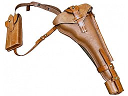 REPRO Artillerie Luger P08 Set mit Holster Magazintasche Putzstock Anschlagschaft und Beriemung