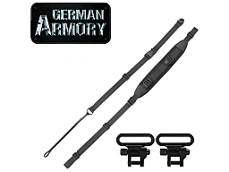 Premium Gewehrgurt Cordura Gewehrriemen mit Schnellspannschlaufe schwarz inkl. Riemenösen tactical