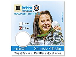 1 x 1.000 St. Schußpflaster in SPENDERPACKUNG Schuss-Pflaster ø19 mm selbstklebend WEISS weiß KRÜGER