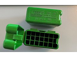 MTM PATRONENBOX MIT KLAPPDECKEL (SCHARNIER) UND GÜRTELCLIP 20er GRÜN, #RM20-10