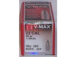250St. HORNADY .22(.224) - 40 - V-MAX - #22416