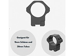 Victoptics Montageringe, Aluminium, für 11mm Schiene, 30mm Tubus, BH 20 mm