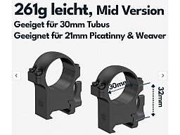 Vector Optics Hebel Stahl-Schnellmontage für 30mm Tubus, 21mm Picatinny/Weaver BH 17 mm