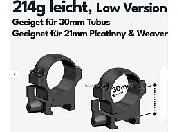 Vector Optics Hebel Stahl-Schnellmontage für 30mm Tubus, 21mm Picatinny/Weaver BH 10,4 mm