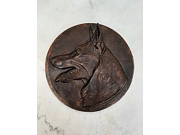 Bronzierte Eisenplakette Schäferhund 19 cm
