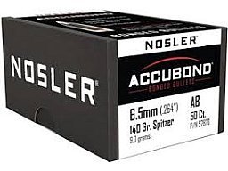 50 Nosler Geschosse .264, 140 grain, ACCUBOND SPITZER, NEU