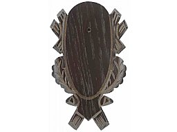 1 x Trophäenbrett EICHE 4 DUNKEL geschnitzt 18x9cm | Rehbock Trophäe Trohäenbrett Bockschild Geweih