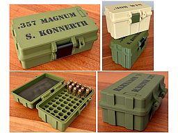 Munitionsbox .357 Magnum Ammo Box Patronen Wiederladen 50 Schuss personalisierbar abschließbar