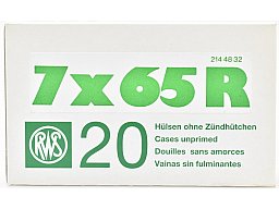 20 RWS Hülsen 7x65R ohne Zündhütchen