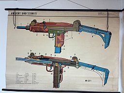 Originale Schautatel „MP 2 kal. 9 mm - Ansicht und Schnitt" | Lehrtafel
