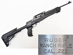 RUGER " Ranch Rifle " SL - Büchse im Kal .223 Rem. mit ATI Klappschaft & Holzschaft
