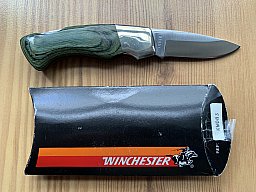 Schönes "WINCHESTER"-Messer mit grünen Holzgriffschalen (in OVP)