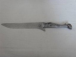 Jagdmesser Handarbeit, Griff Pferdehufform, Vollmetall, Rarität