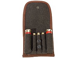 Elch-LEDER + Loden - PATRONENETUI für 3 Kugel- / Büchsenpatronen & 2 x Flinten- / Schrotpatronen NEU