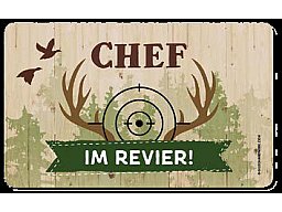 1 x Frühstücksbrettchen, Brotzeitbrett aus lebensmittelechten Melamin "CHEF IM REVIER" Ein Stück NEU