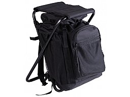 Ansitz Rucksack m. Klapphocker Schwarz 20 Liter – Angelhocker Angler
