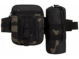 Brandit Taillengürtel "Allround" mit Tasche + Flaschenhalter - Dark Camouflage