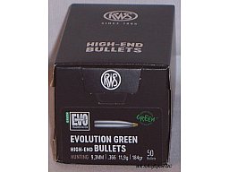 50 RWS Geschosse 9,3mm(.366)-184-(11,9g)-EVOLUTION GREEN-#2318523 - Blei Frei -