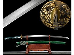 Erotische Katana mit 14 -mal gefaltete differenziert gehärteter Damast Klinge Handgeschmiedetes!!!