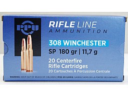 20 Schuss / 20 Patronen PPU .308 Win. Rifle A-035 180gr 11,7g SP Teilmantel JAGD Munition Partizan