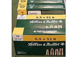 6,5x52R S&B Patronen mit 7,6g (117gr.) und 25-35 Win. Teilmantelpatronen