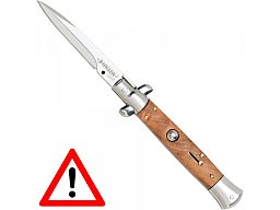 Springmesser Stiletto Sprogur Olivenholz / VERKAUF NUR AN BERECHTIGTE