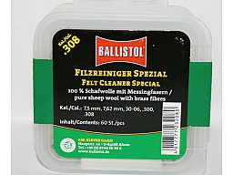 60 x BALLISTOL Reinigungsfilze/Filzreiniger SPEZIAL Cal.30 Schafwolle mit Messingfasern! 7,62mm 308
