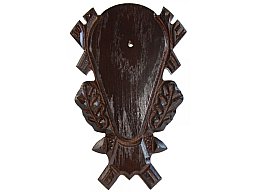 Rehbockbrett EICHE geschnitzt 23x14cm Dunkel Gehörnbrettchen Trophäenschild | Rückseite m Ausfräsung
