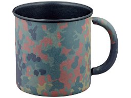Feldbecher / Feldtasse 300 ml aus Metall mit Teflonbeschichtung - BW Flecktarn matt