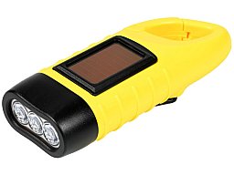 LED Kurbel Taschenlampe "Twin Power Dynamo" mit Solarzelle in Gelb