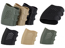 3 Stk. Tactical Grip Glove Griffüberzug Gummi für Glock und weitere Pistolen, schwarz, grün & desert