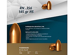 500St. H&N Geschosse .356 9MM RN HS 145grs 9,4g Haendler&Natermann BLEIGESCHOSSE Rundkopf 38 SUPER A