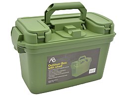 Box / Munitionskiste m. Innenboden - 38 x 19 x 24cm, Oliv - wasserdicht + verschließbar, schlagfest