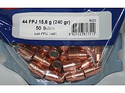 50 Stück PPU | PrviPartizan 44er Geschosse #B-222 | .4285 240grs / 15,60g FPJ Vollmantel-Flachkopf