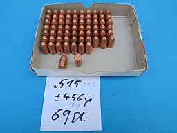 69 verkupferte Bleigeschosse Kal. ca. .515 / ca. 13,1mm und 456 gr / ca. 29,6g