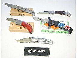 Konvolut mit 5 Taschen-/Einhandmesser Böker, Herbertz, Fox, Lakota - alle Unbenutzt