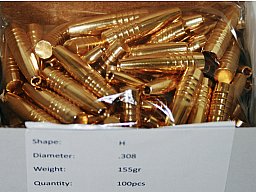 100 x L.O.S. LOS CERKNO H HUNTER "Großwild" Bleifrei Jagd Geschosse .308 Win. .30-06 155gr 10g Solid
