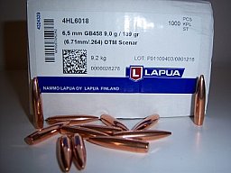 1000 St.Lapua Geschosse 6,5mm (.264Dia.)139-OTM-Scenar-HPBT-#GB458