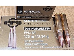 .308/175grs FMJBT Matchline PPU 20 stk. A-500