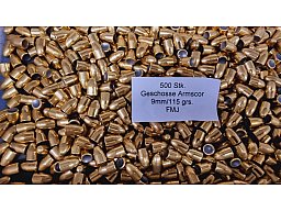 9mm/115grs Geschosse Armscore FMJ 500 Stk. # SSZ Berka