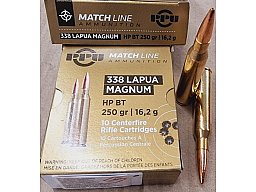 .338Lapua Mag./250grs. HPBT Match PPU A-583 10 Stk. # SSZ Berka