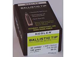 50St. NOSLER Geschosse .30(308Dia.) - 180 - BALLISTIC TIP - #30180