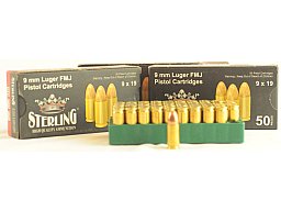 Sterling ; 9mm Luger; 3 Schachteln ; Vollmantel