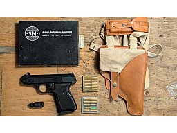 Rhöner SM Modell 80, Kal. 8mm Knall – Komplettset mit OVP, Zubehör & Holster (PTB 267)