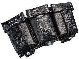 Wehrmacht Elite 3-teilige Patronentasche 98K, schwarz Magazintasche Leder